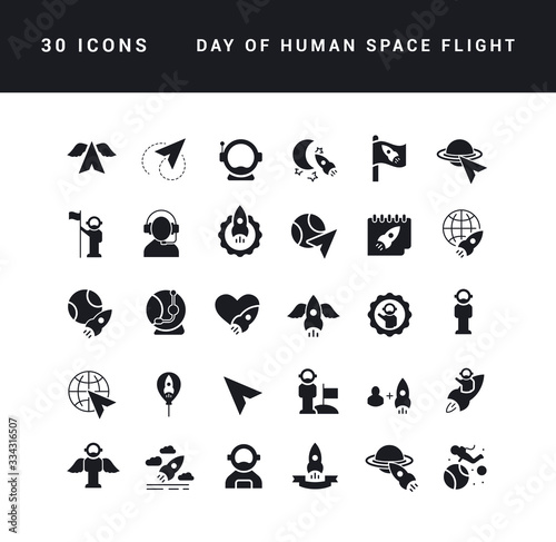 Vector Simple Icons of Day of Human Space Flight