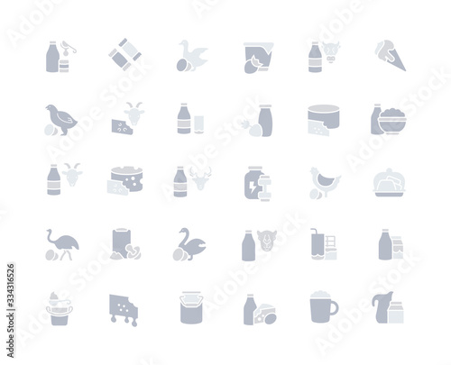 Set of Simple Icons of Dairy Products