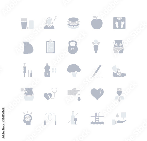 Set of Simple Icons of Diabet