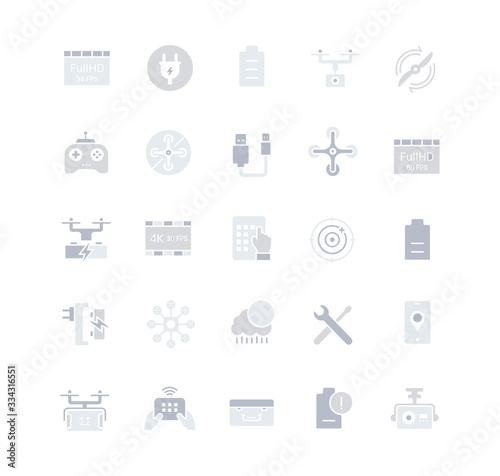 Set of Simple Icons of Drone