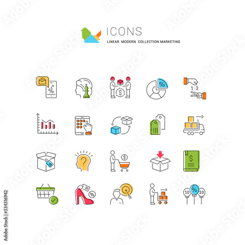 Set Vector Line Icons of Marketing