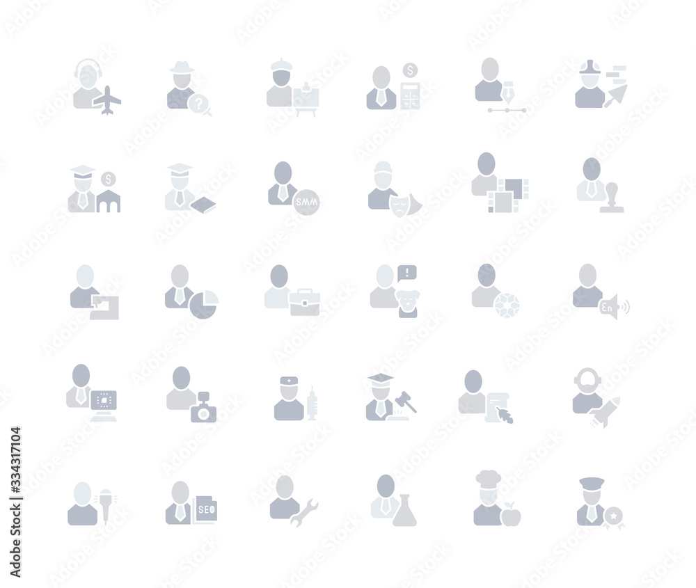 Set of Simple Icons of Professions