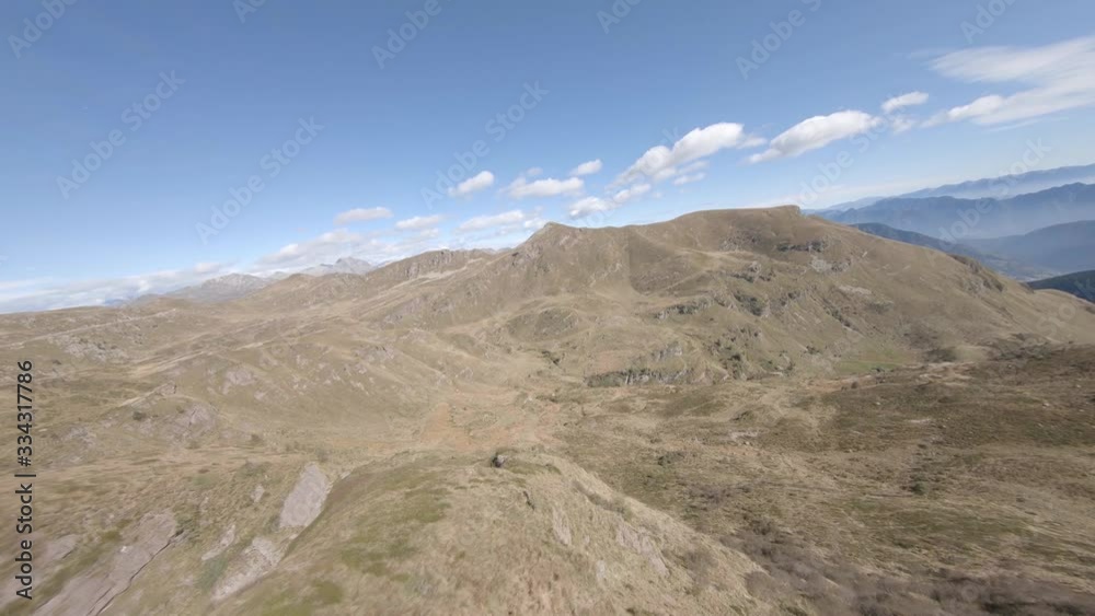 Dolomites aerial view, Drone FPV, color flat