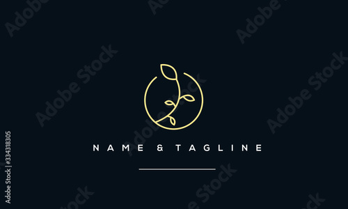 A line art icon logo of a plant growing, leaf , tree