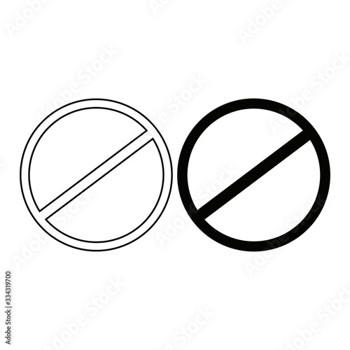 Prohibition sign (or no symbol) vector illustration in black and white. Icon for websites or mobile applications. photo