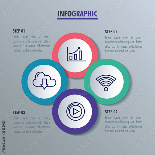 statistical infographic with set icons vector illustration design