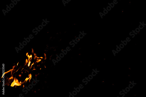 fire flame motion on black background at night sift focus pattern picture with empty copy space for your text