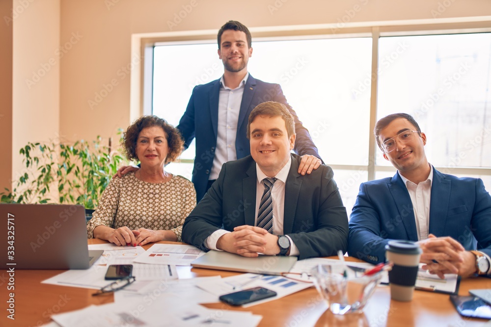 Business lawyers workers meeting at law firm office. Professional executive partners working on finance strategry at the workplace. Smiling happy and cofident to the camera. Business lawyers workers meeting at law firm office. Professional executive partners working on finance strategry at the workplace. Smiling happy and cofident to the camera.