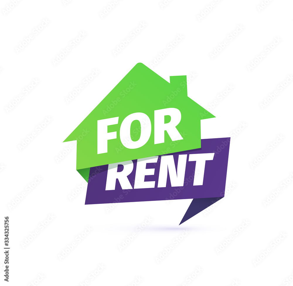 For rent house vector icon. Rental apartment sticker on white background For rent house vector icon. Rental apartment sticker on white background