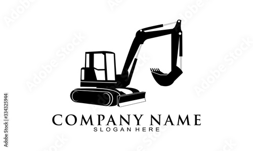 Excavator simple illustration vector logo