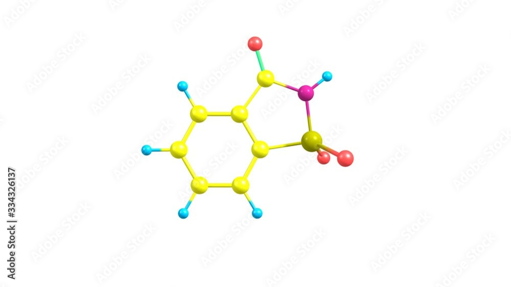 Saccharin molecule rotating video full HD Saccharin molecule rotating video full HD