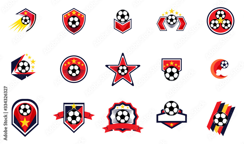Set of soccer Logo or football club sign Badge. Football logo with shield background vector design Set of soccer Logo or football club sign Badge. Football logo with shield background vector design