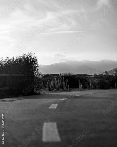 Mountains of Ventura, California. - Black and white