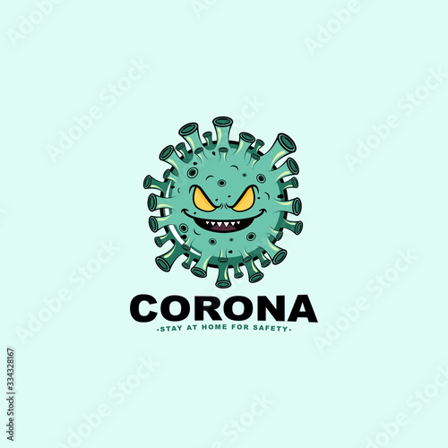 Corona virus logo design illustration. Covid-19 virus logo design