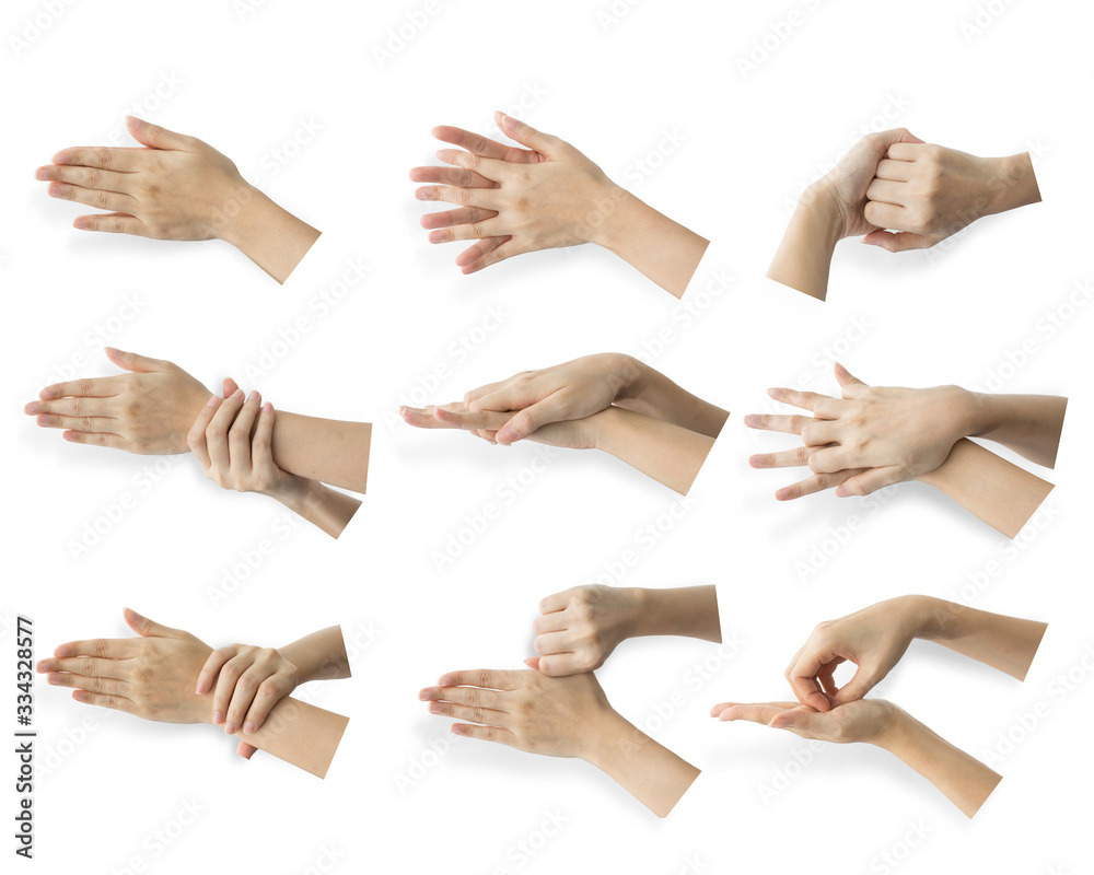 Woman hands washing her hands isolated at white clipping path. for antivirus covid-19. Woman hands washing her hands isolated at white clipping path. for antivirus covid-19.