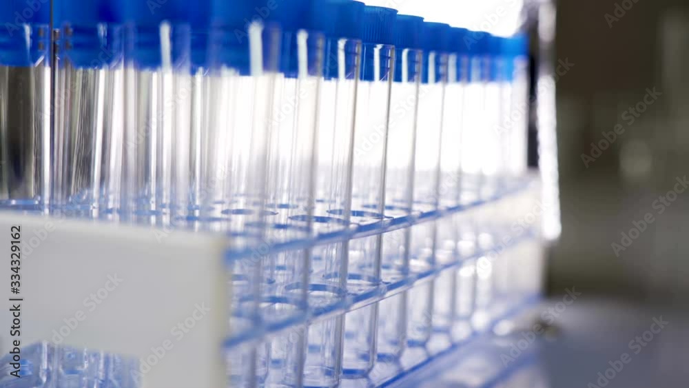 The closer look of the empty test tubes in the rack The closer look of the empty test tubes in the rack