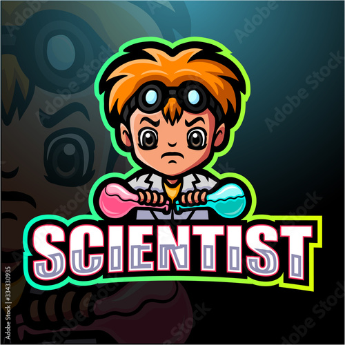 Scientist mascot esport logo design