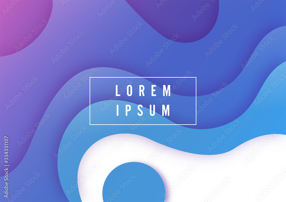 Fototapeta premium Cover template A4 banners with 3D abstract background with blue paper cut waves. Contrast colors. Vector design layout for presentations, flyers, posters