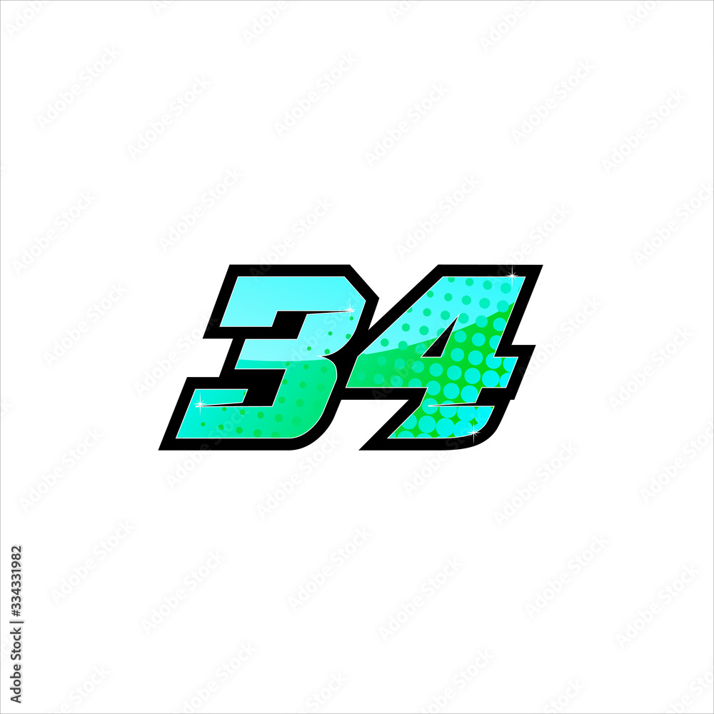 Vector Racing number 34, start racing number, sport race number with ...