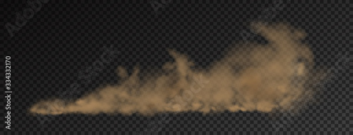A brown dust plume cloud on a transparent background with copy space. Vector illustrstion