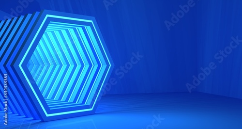 Shiny Abstract Geometric Banner Background. 3D Rendering.