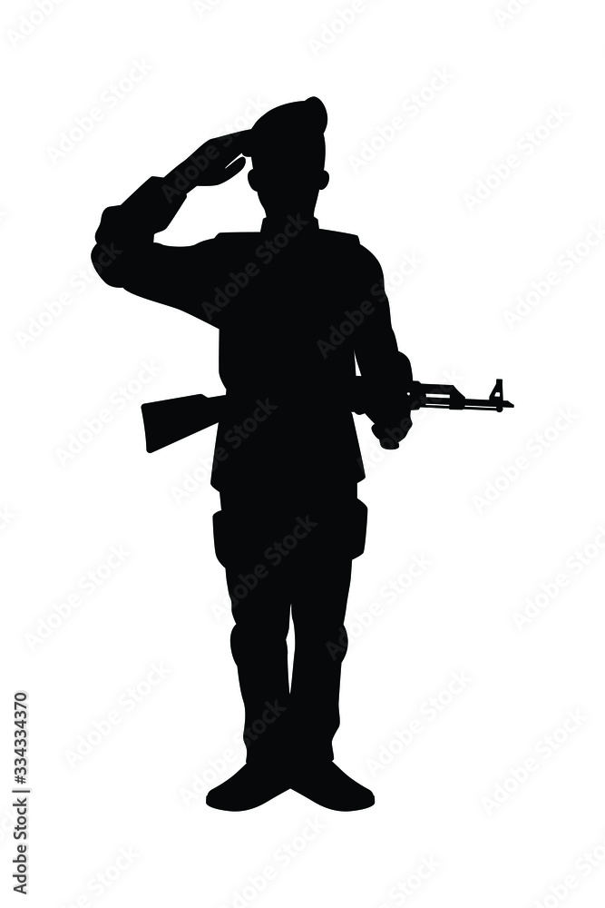 Soldier with rifle gun silhouette Soldier with rifle gun silhouette