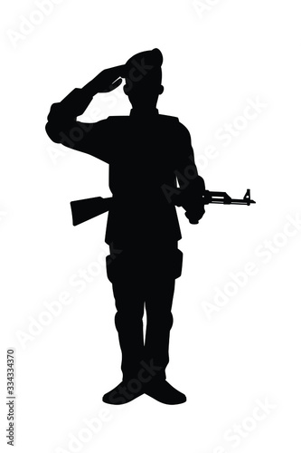 Soldier with rifle gun silhouette