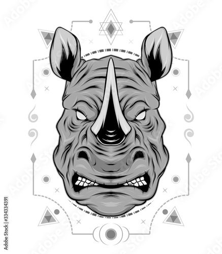 RHINO HEAD LOGO. ILLUSTRATION OF RHINO photo