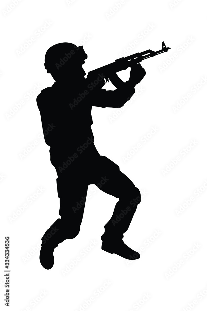 Soldier with rifle gun silhouette Soldier with rifle gun silhouette