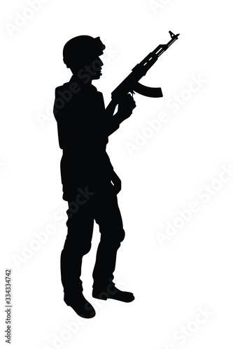 Soldier with rifle gun silhouette