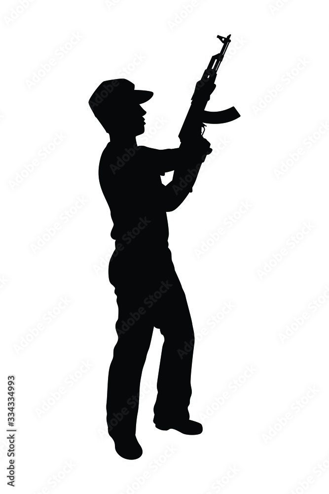 Soldier with rifle gun silhouette Soldier with rifle gun silhouette