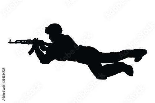 Soldier with rifle gun silhouette