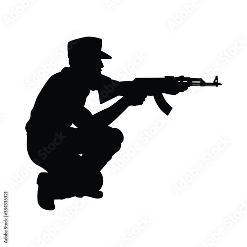 Soldier with rifle gun silhouette