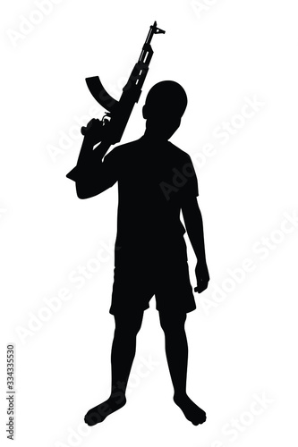 African children soldier silhouette