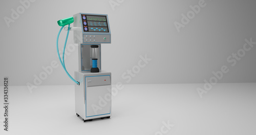 ICU ventilator machine on white background. 3D illustration