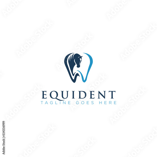 equident logo, with equine and tooth vector