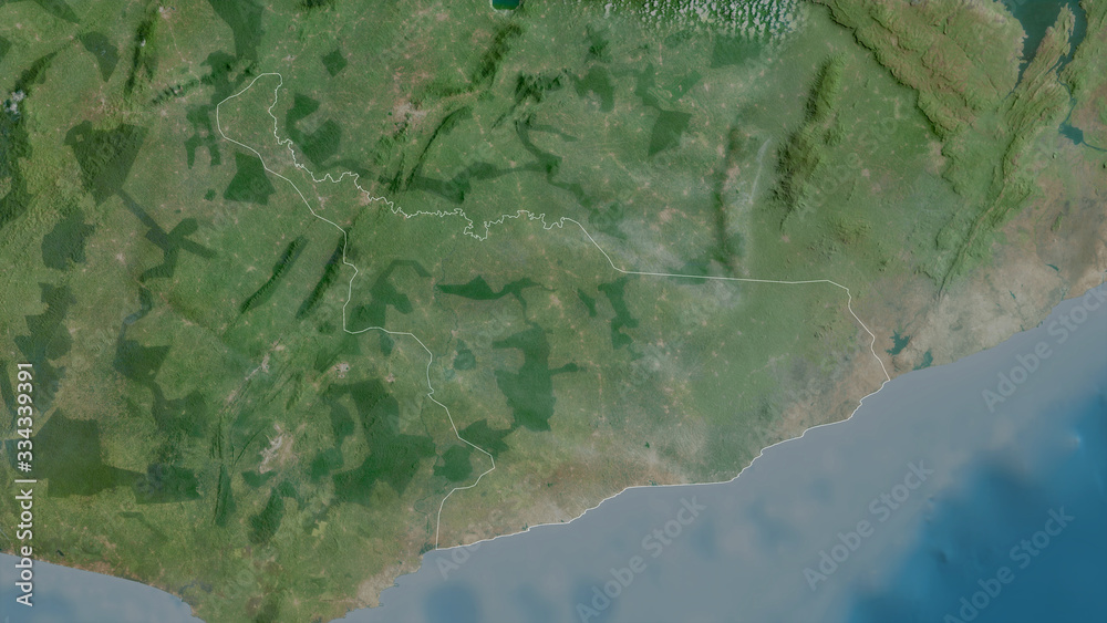 Central, Ghana - outlined. Satellite