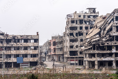 Print op canvas Ruins in Homs, Syria