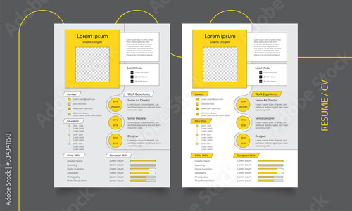 Modern curriculum vitae - yellow and white resume/ cv template