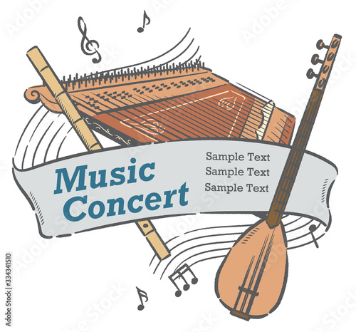Poster or flyer design with Arabic instruments.