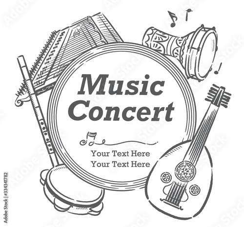 Poster or flyer design with Arabic instruments.