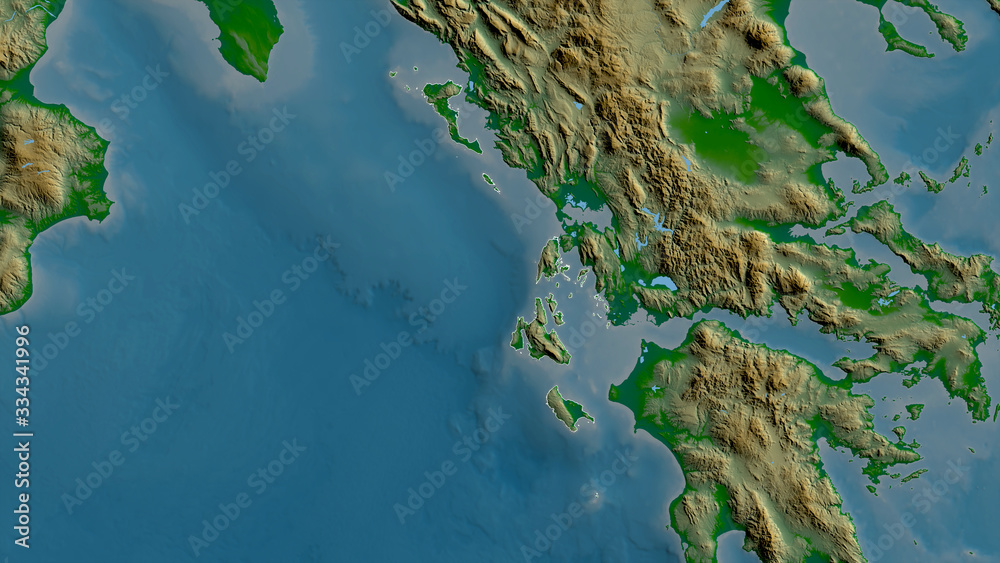 Ionian Islands, Greece - outlined. Physical