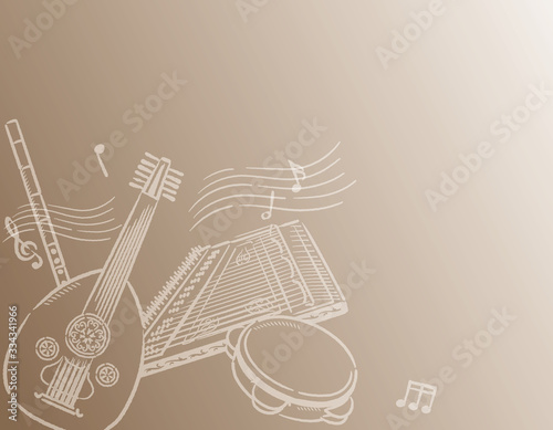 Music themed background with Arabic instruments.