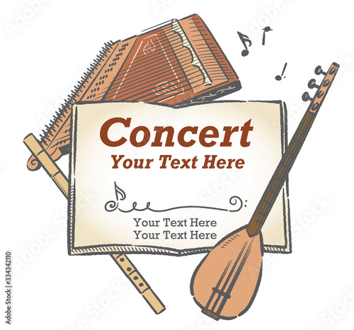 Poster or flyer design with Arabic instruments.