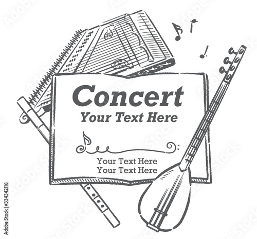 Poster or flyer design with Arabic instruments.