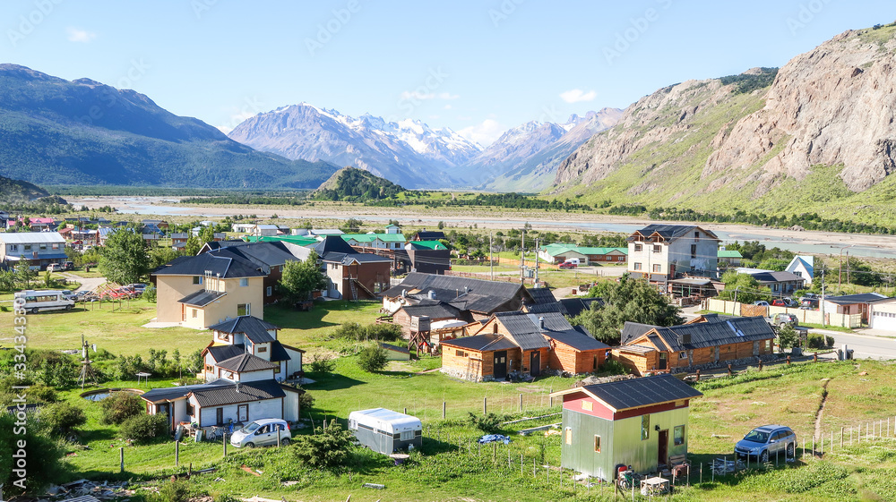 Panoramic VIew Over El Chalten, a Small Town in Santa Cruz Province, Southern Patagonia, Argentina (31.12.2019)