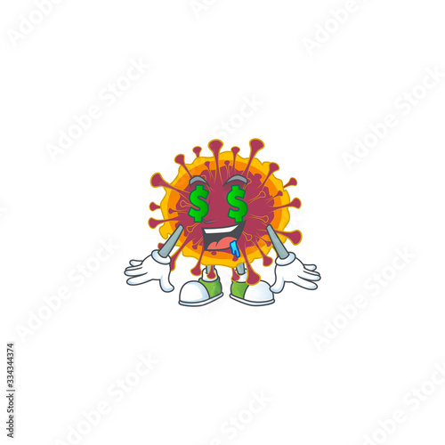 Rich spreading coronavirus with Money eye mascot character concept