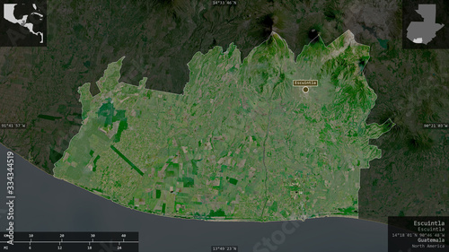 Escuintla, Guatemala - composition. Satellite photo