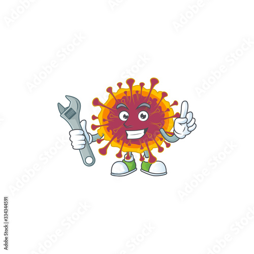 mascot design concept of spreading coronavirus mechanic
