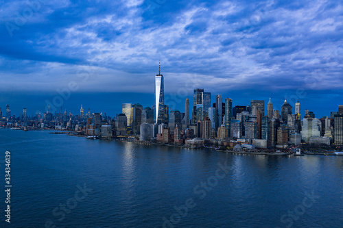 Aerial photograph of the New York Manhattan showing the Hudson Rivers, Manhattan financial District